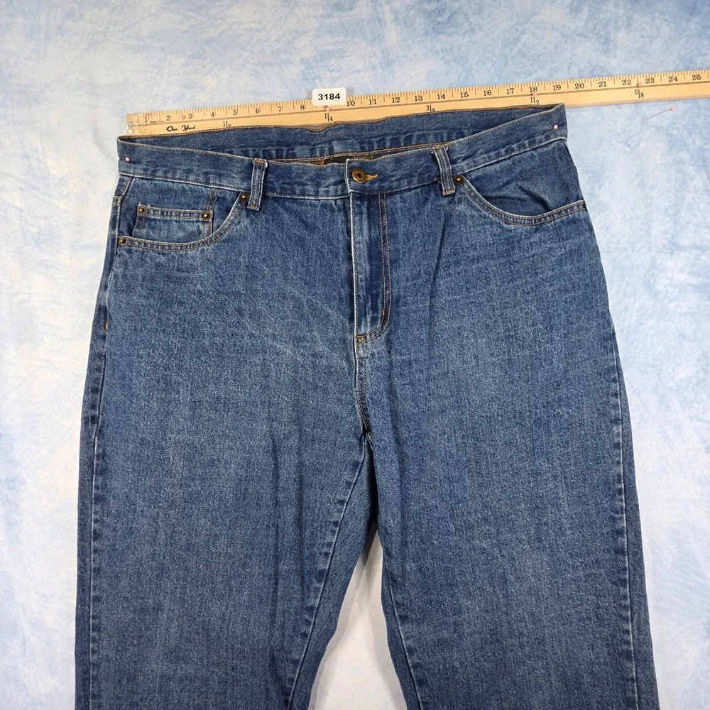 Adventuridge Mens Flannel Lined Jeans 38x32 Medium Wash Blue Denim Plaid Lining